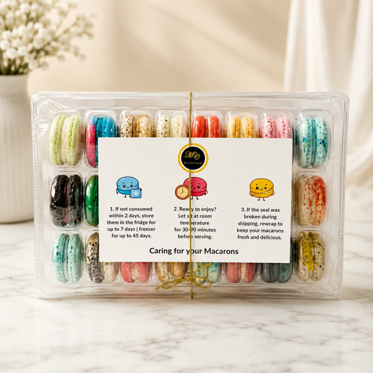 24 Pack | Surprise Me! French Macarons - Flavor Guide Included