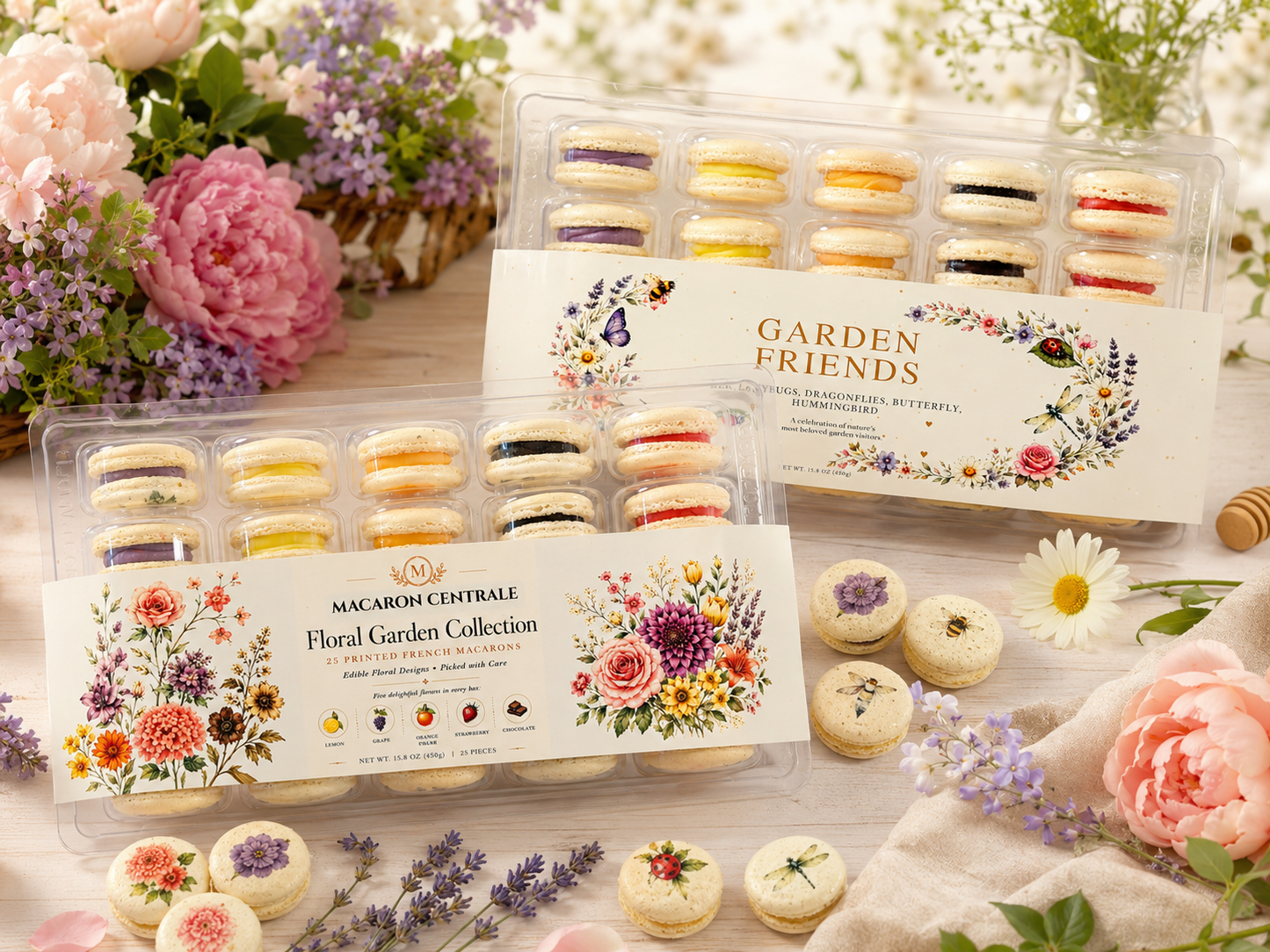 Garden Collection Bundle | 50 Hand-Printed French Macarons