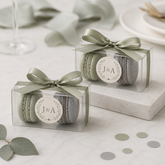 Personalized 2 Macaron Party Favor Clear Box.
