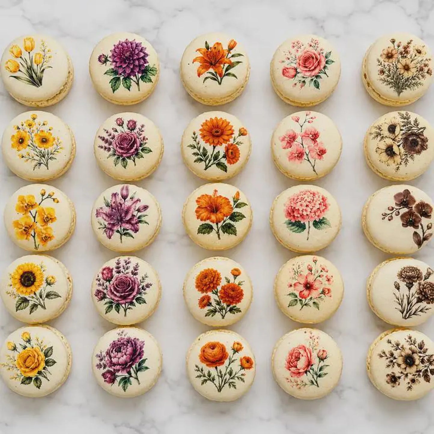 Garden Collection Bundle | 50 Hand-Printed French Macarons