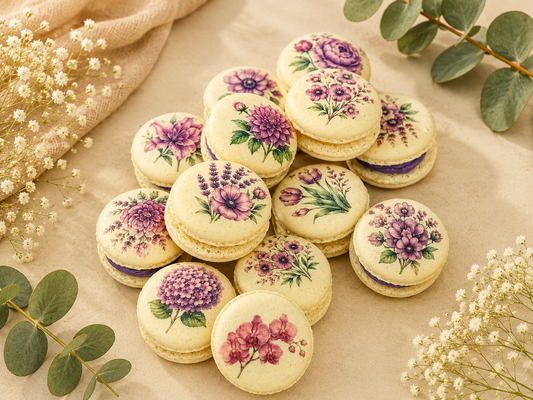 Purple Flower French Macaron Set