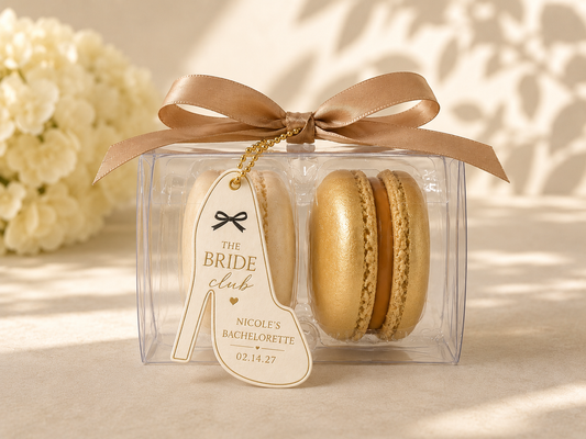 The Bride Club | Bachelorette Macaron Favors | Personalized 2 Pack French Macaron Favors
