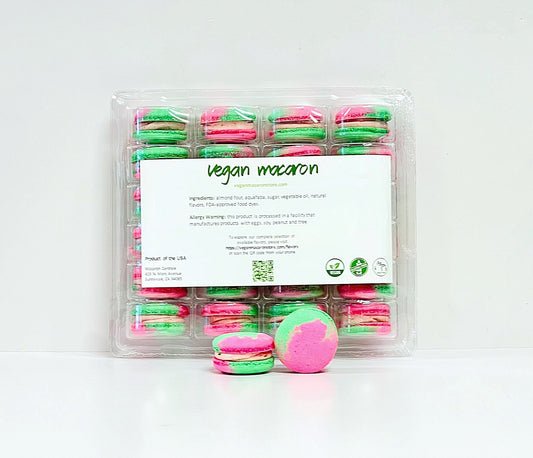 Wholesale Pomegranate Pistachio Vegan Macarons | Available in 24 & 48 Pack - Macaron Centrale24 Pack